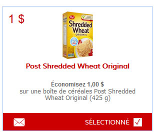 Économisez 1,00 $ sur une boîte de céréales Post Shredded Wheat ...